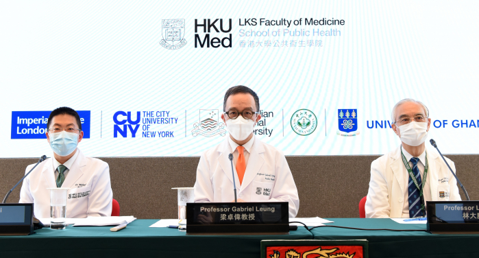 港大醫學院強調，有效的控煙措施是香港成為全球最長壽地區的關鍵。左起：倪宇軒醫生、梁卓偉教授以及林大慶教授。
 